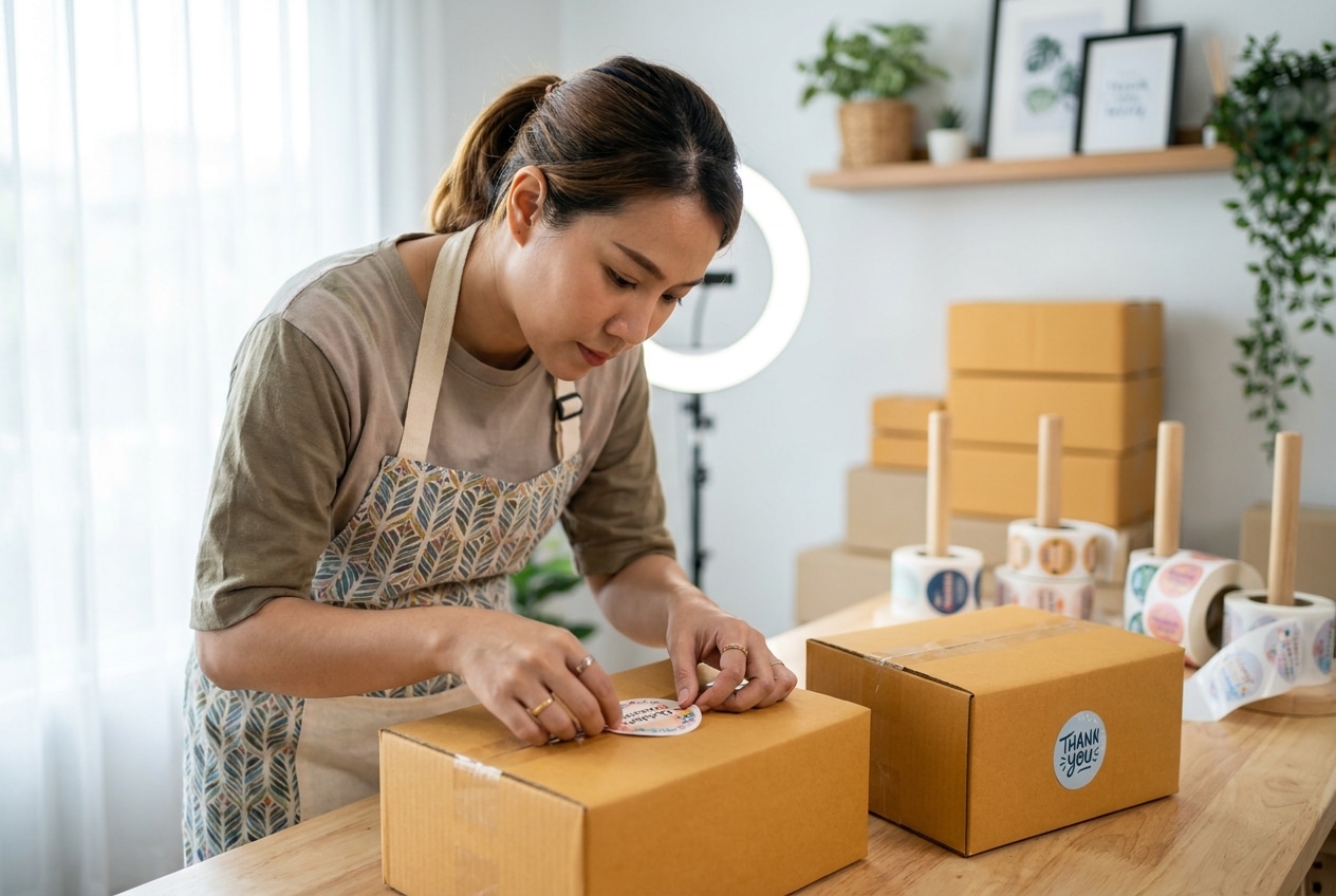 เทคนิคทำสติ๊กเกอร์ติดกล่องพัสดุ สร้างแบรนด์ SME ให้ปัง - parcel-box-sticker-ideas