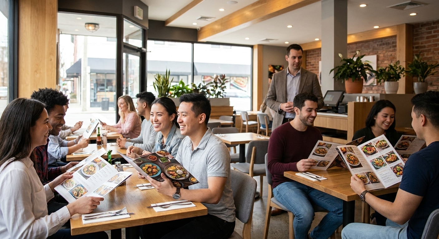 จิตวิทยาออกแบบเมนูร้านอาหาร พิมพ์สวยคมชัด ดันยอดขายพุ่ง - restaurant-menu-design-psychology