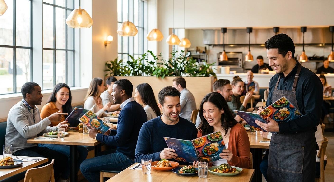 เทคนิคออกแบบเมนูร้านอาหาร สั่งพิมพ์อย่างไรให้ยอดขายพุ่ง - restaurant-menu-design-tips