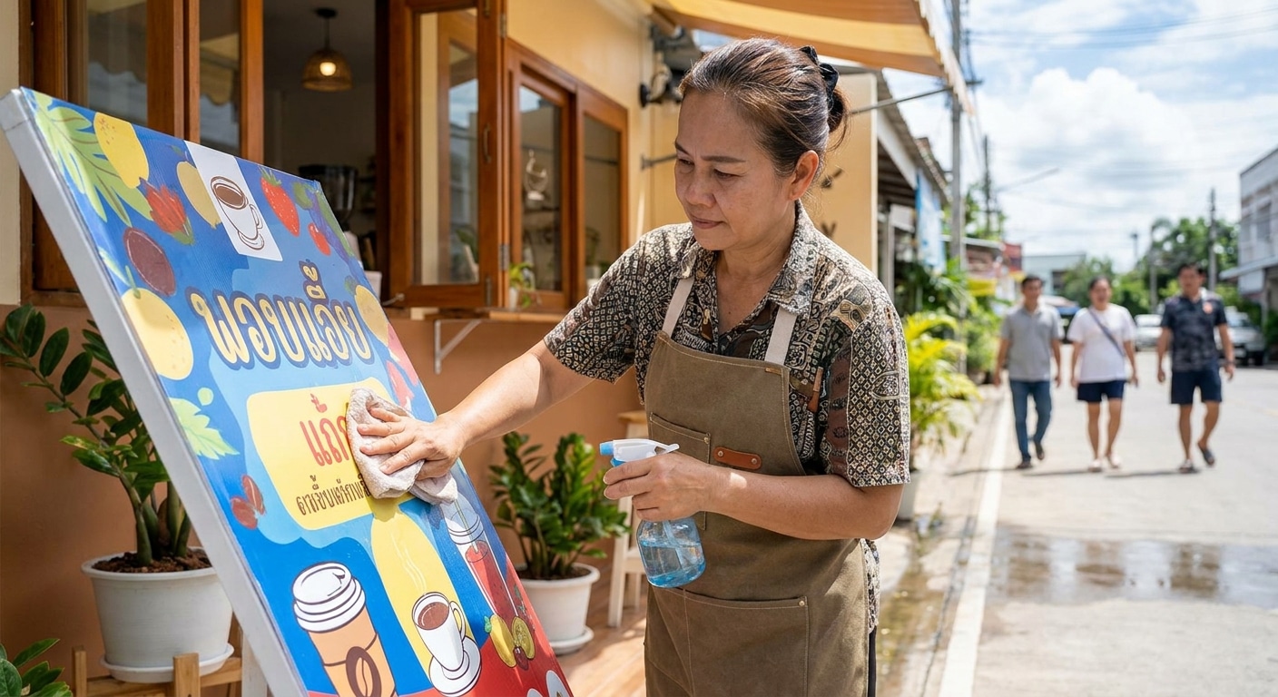 วิธีดูแลป้ายไวนิลและสติ๊กเกอร์ให้สีสดทนนาน ประหยัดงบ SME - vinyl-sticker-maintenance-tips