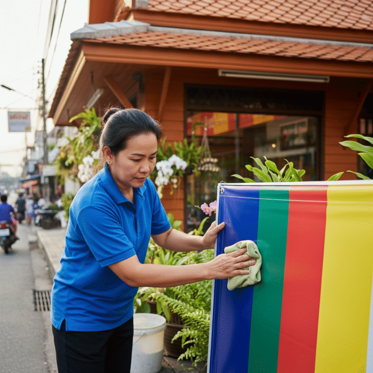 ยืดอายุ ‘ป้ายไวนิล’ ร้านค้า: 5 วิธีดูแลให้สีสด ทนนาน