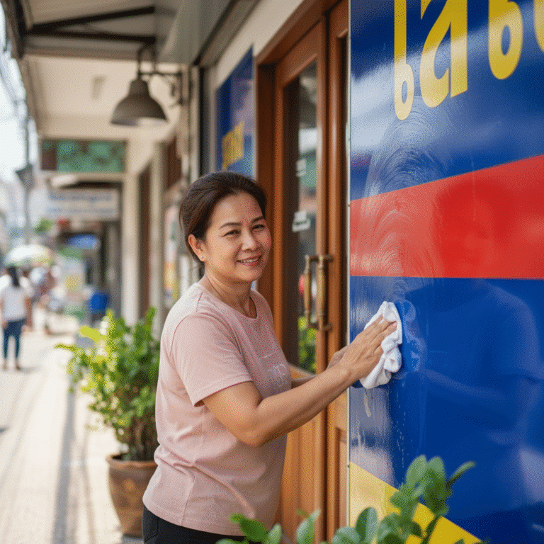 ยืดอายุสีป้ายไวนิล! 5 วิธีดูแลป้ายหน้าร้านให้สดใหม่