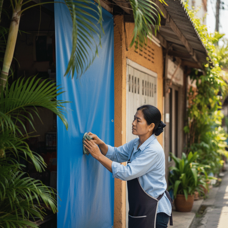 ยืดอายุ ‘ป้ายไวนิล’ ร้านค้า: 5 วิธีดูแลสู้แดด-ฝนเมืองไทย