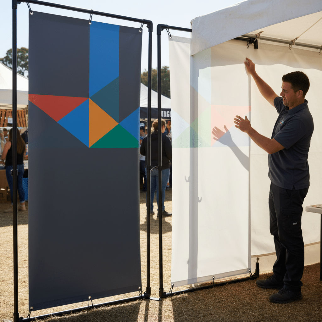 ไวนิลหลังดำ vs หลังขาว ต่างกันยังไง? เลือกผิดป้ายมืดแถมบังแดดไม่อยู่! - black-grey-white-back-vinyl-banner-difference