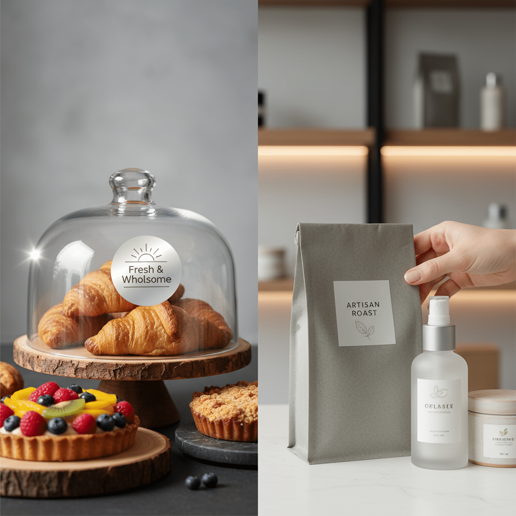 เงา vs ด้าน? เลือก 'ผิวสติ๊กเกอร์' ให้แมตช์กับสินค้า ของกิน vs เครื่องสำอาง ใช้แบบไหนปังสุด? - glossy-vs-matte-sticker-finish-selection-guide