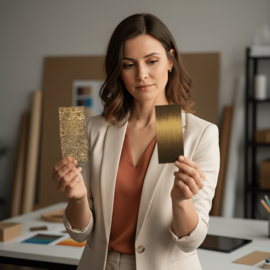 หรูหราแต่ราคาต่างกัน! เจาะลึก 'ปั๊มเค (Foil)' vs 'พิมพ์สีเมทัลลิค' เลือกแบบไหนให้แบรนด์ดูแพง? - hot-stamping-vs-metallic-ink-printing-guide