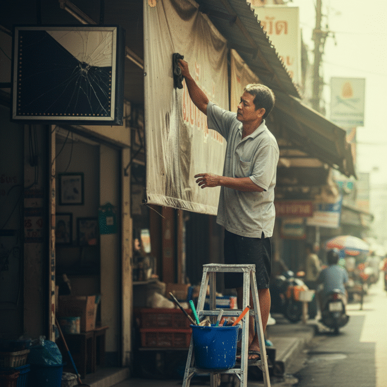 ยืดอายุป้ายหน้าร้าน! วิธีดูแล ‘ป้ายไวนิล-กล่องไฟ’ สู้แดดฝนปี 2026