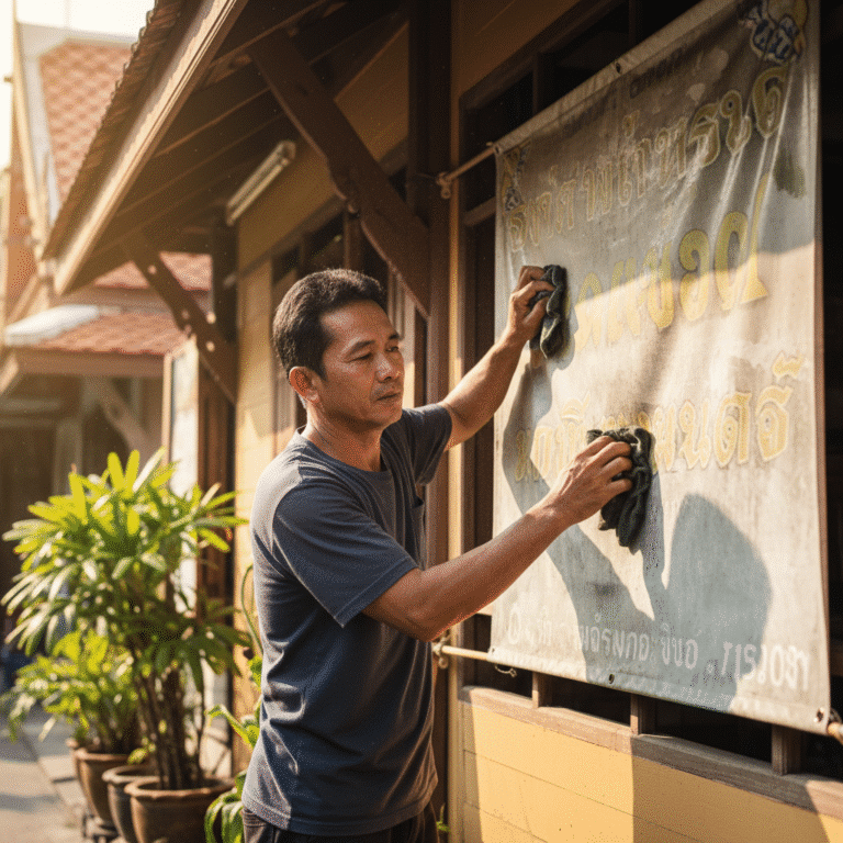 ป้ายไวนิลซีดจางไว? 5 วิธีดูแลป้ายหน้าร้านให้สีสด ทนแดดเมืองไทย