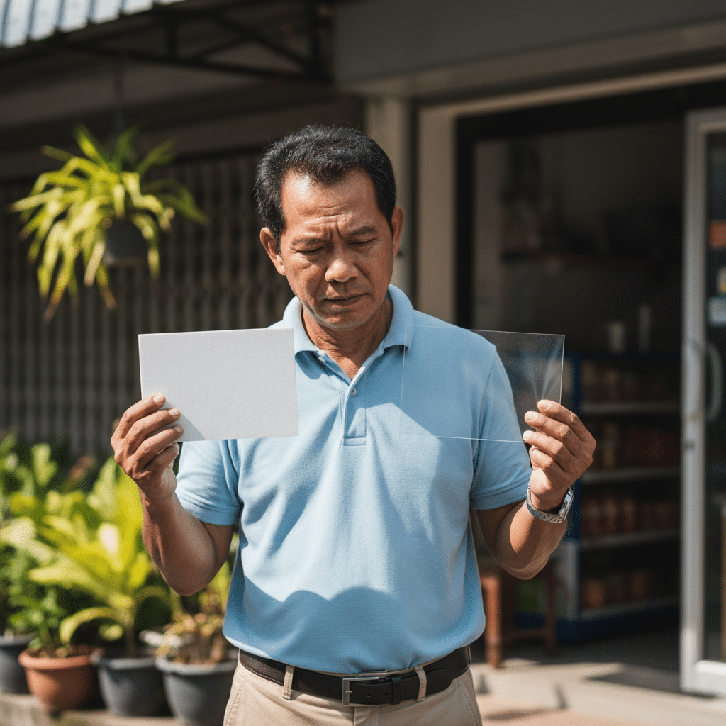ป้ายร้านตากแดด! เลือก 'พลาสวูด vs อะคริลิก' อันไหนทนกว่า? ไม่เหลือง ไม่กรอบ อยู่นาน 5 ปี+ - plastwood-vs-acrylic-signage-material-durability