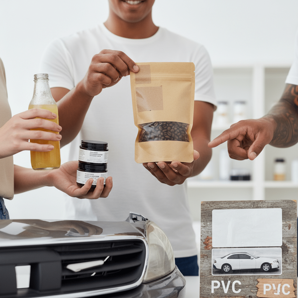 สติ๊กเกอร์ PP vs PVC vs กระดาษ ต่างกันยังไง? เลือกแบบไหนทนน้ำ แช่ตู้เย็นได้ - sticker-material-types-pp-pvc-paper-guide
