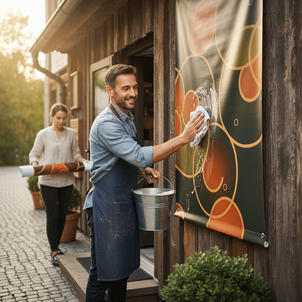 ยืดอายุ 'ป้ายไวนิล' 5 วิธีดูแลให้สีสด ทนแดดทนฝน - vinyl-banner-care-maintenance-tips