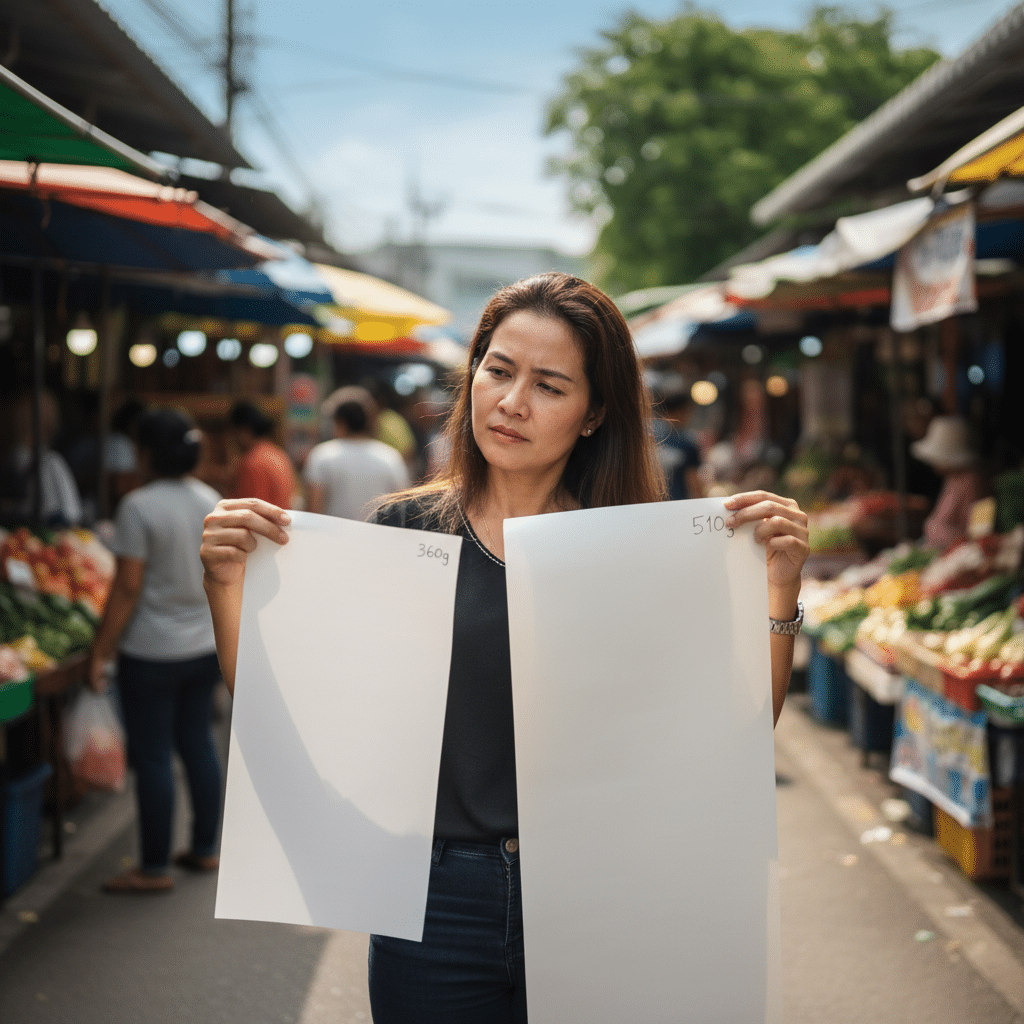 ไวนิลบางขาดง่าย? เจาะลึก 'ความหนาไวนิล' (360g - 510g) เลือกยังไงให้คุ้มงบ อยู่ยาว 3 ปีสีไม่ซีด - vinyl-banner-thickness-guide-360g-vs-510g