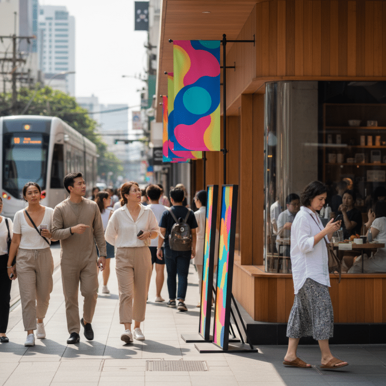 การตลาด O2O ปี 2026! ดึงคนเข้าร้านด้วยป้ายไวนิลและสแตนดี้