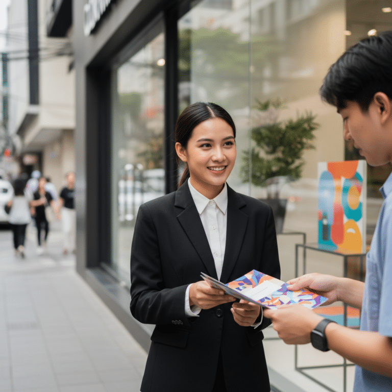 พิมพ์โบรชัวร์แจกหน้าร้านยังไงให้คนทักแชท? ทริคการตลาด 2026