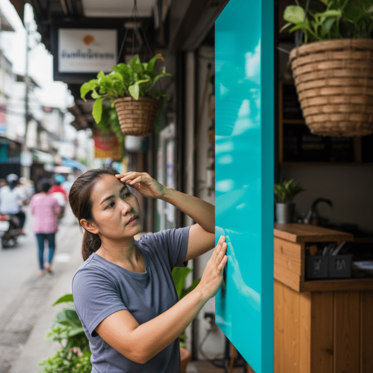 ทริคดูแลป้ายหน้าร้านสู้แดดฝน 2026 ให้สีสดทนทานไม่ซีดไว