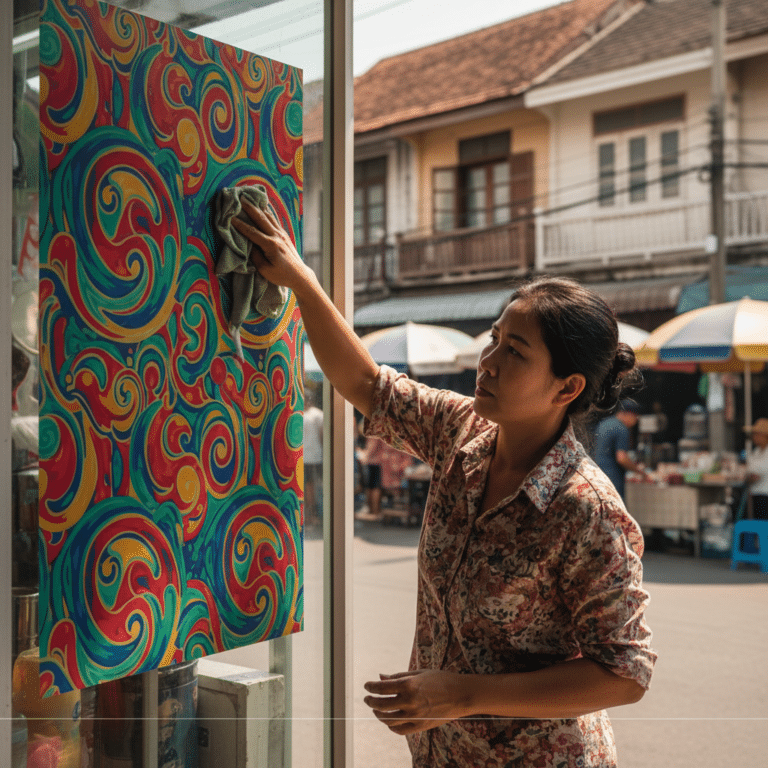 ทริคดูแลป้ายไวนิลและสติ๊กเกอร์หน้าร้านให้สีสดทนทาน