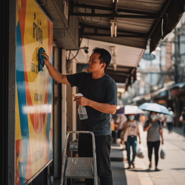 ป้ายหน้าร้านเก่าเร็ว? 5 วิธีดูแล ‘ไวนิล-กล่องไฟ’ ให้สีสด สู้แดดปี 2026