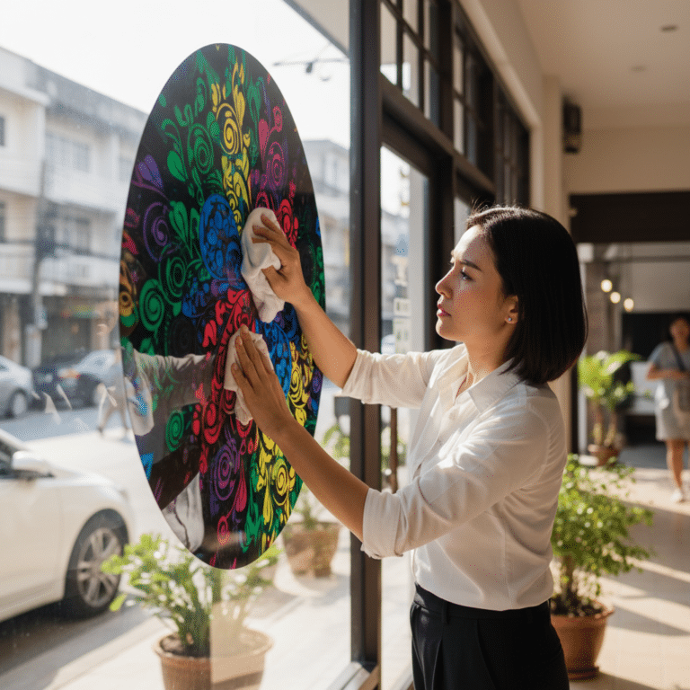 ทริคดูแลป้ายไวนิลและสติ๊กเกอร์หน้าร้าน ให้สีสดทนนานสู้แดด