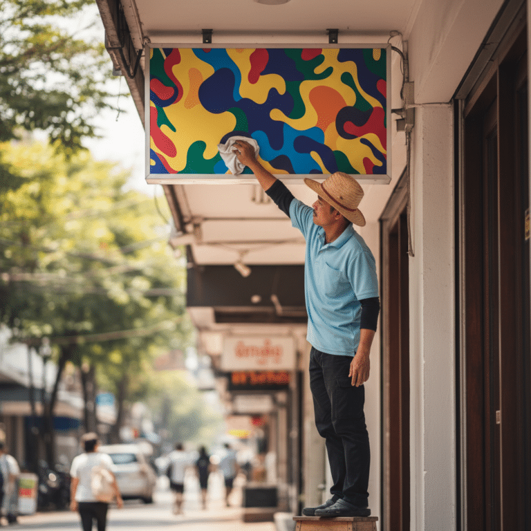 ทริคดูแลป้ายไวนิลหน้าร้าน ให้สีสวยทนแดดทนฝน ไม่ซีดจาง