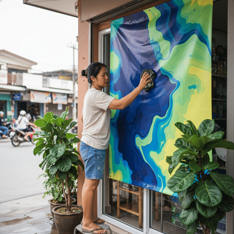 รับมือพายุฤดูร้อน! วิธีดูแลป้ายไวนิลหน้าร้านให้สีสดทนทาน