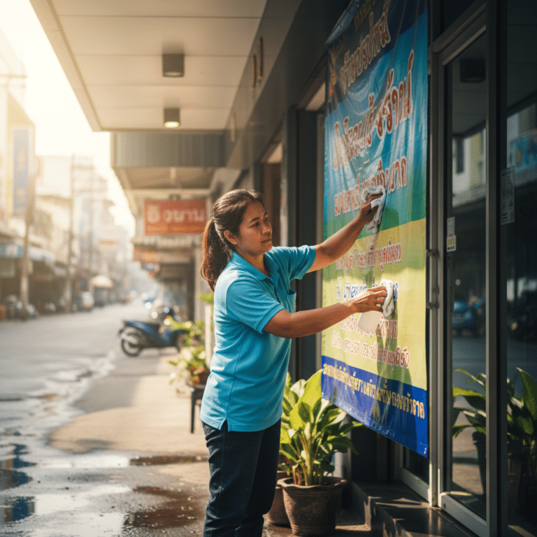 เทคนิคดูแลป้ายไวนิลและสติ๊กเกอร์ให้ทนแดดทนฝนปี 2026