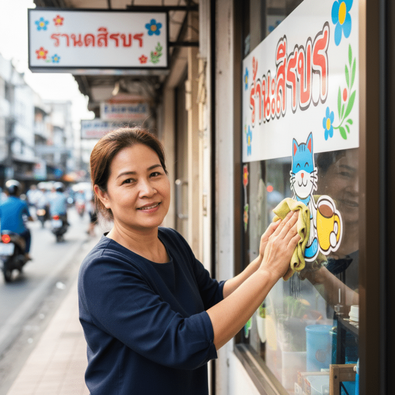 เคล็ดลับดูแลป้ายไวนิลและสติ๊กเกอร์หน้าร้าน ให้สีสดทนแดดฝน