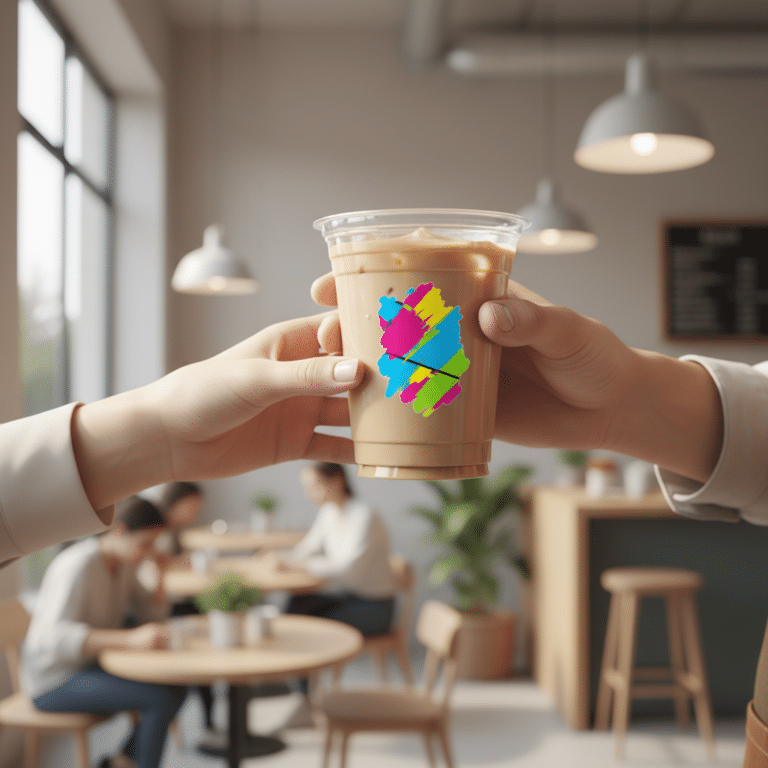 สติ๊กเกอร์ไดคัทติดแก้วกาแฟ เพิ่มยอดขายให้ร้านคาเฟ่