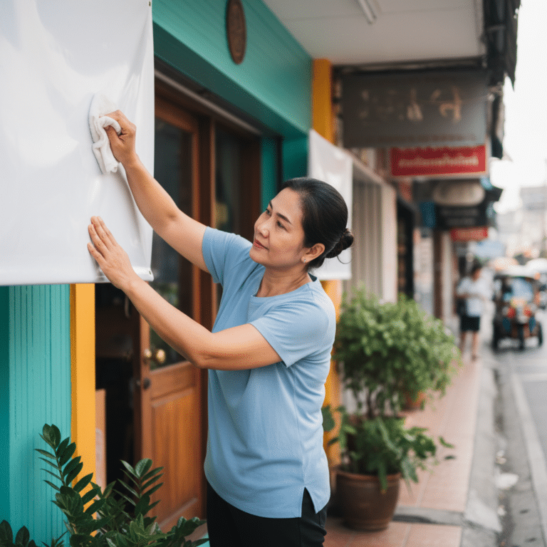 วิธีดูแลป้ายไวนิลและสติ๊กเกอร์หน้าร้านให้ทนทาน ไม่ซีด