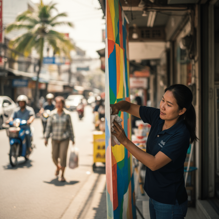 เทคนิคดูแลป้ายโฆษณาหน้าร้านรับซัมเมอร์ สีสดทนทาน ไม่ซีด