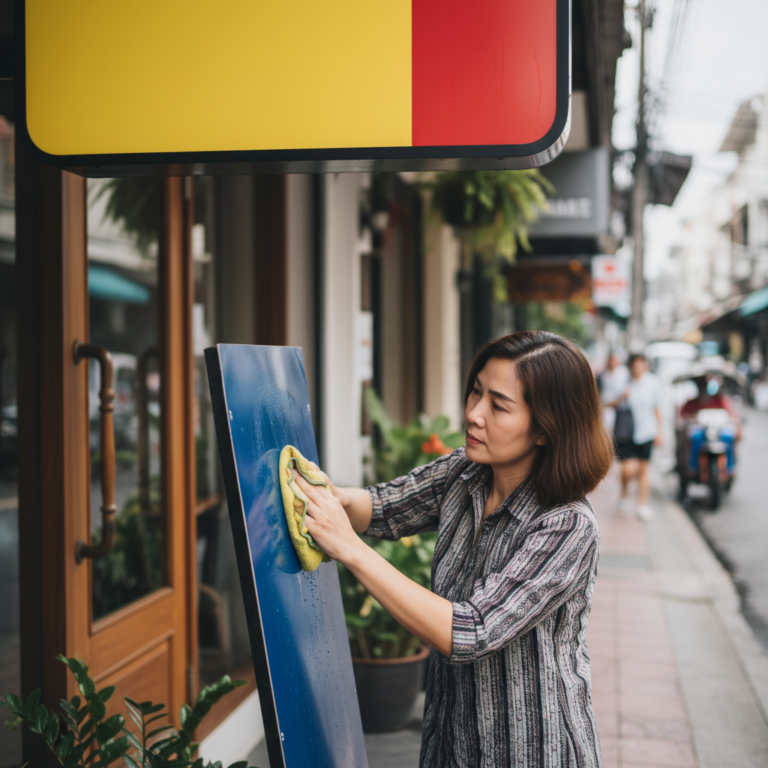 เคล็ดลับดูแลป้ายไวนิลและสติ๊กเกอร์หน้าร้านให้สีสดทนนาน