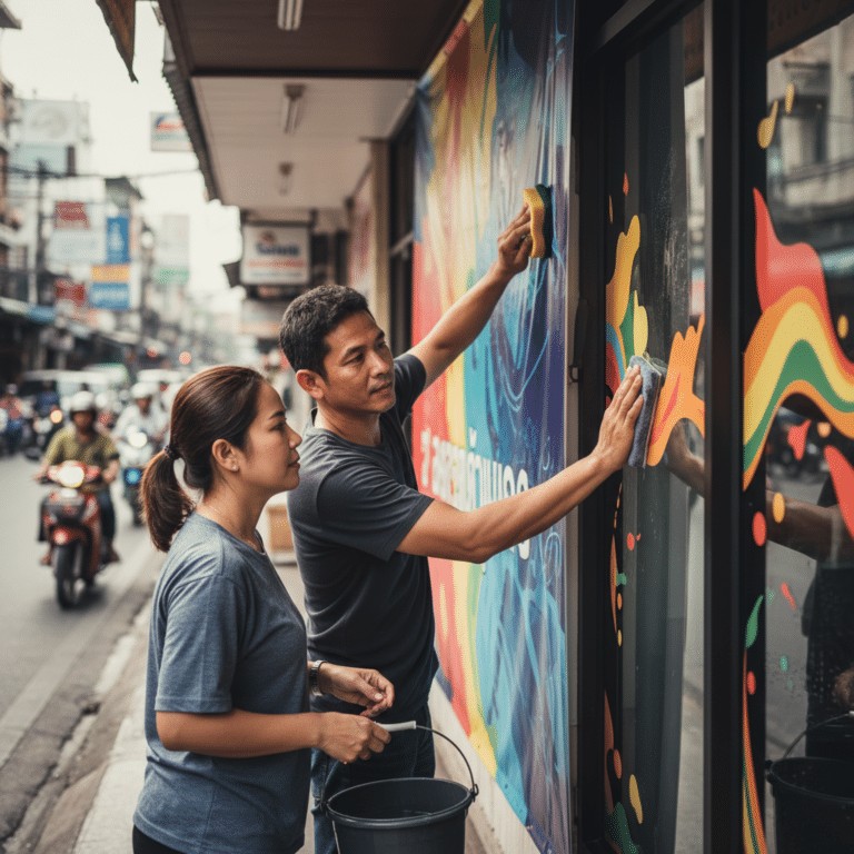 เคล็ดลับดูแลป้ายไวนิลและสติ๊กเกอร์ติดกระจกให้สีสดสู้แดด