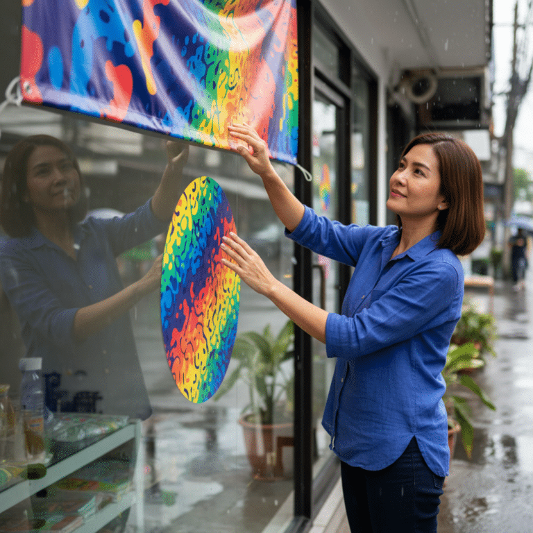 รับหน้าฝนปี 2026! ทริคดูแลป้ายไวนิลและสติ๊กเกอร์ทนแดดฝน