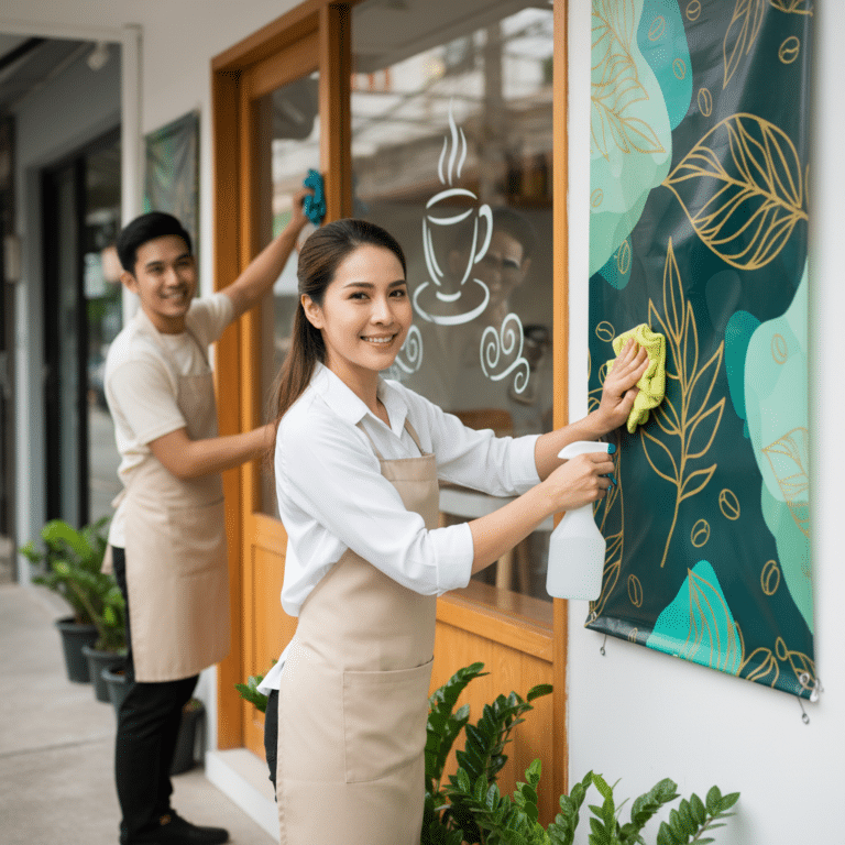 เทคนิคดูแลป้ายโฆษณา-สติ๊กเกอร์หน้าร้าน ให้สีสวยทนทาน