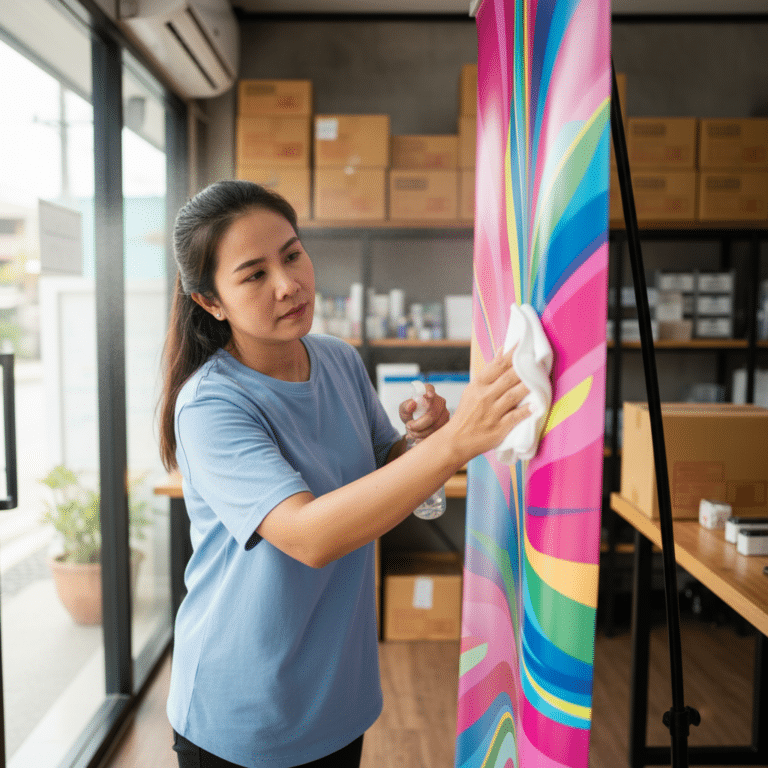 ทริกดูแลป้ายไวนิล-โรลอัพให้สีสด ทนทาน ใช้ซ้ำได้ยาว