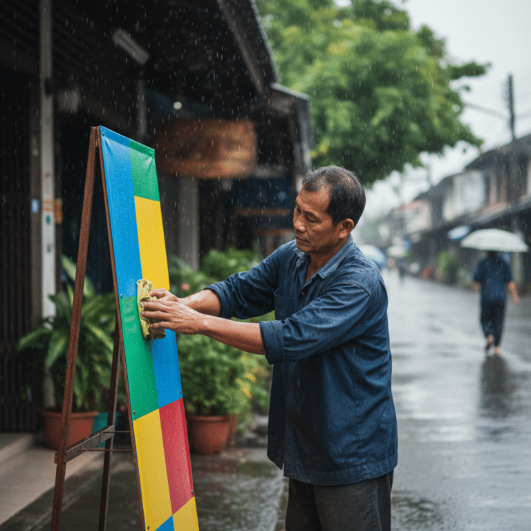 เทคนิคดูแลป้ายไวนิลและป้ายโฆษณา ให้สีสดทนทานรับหน้าฝน
