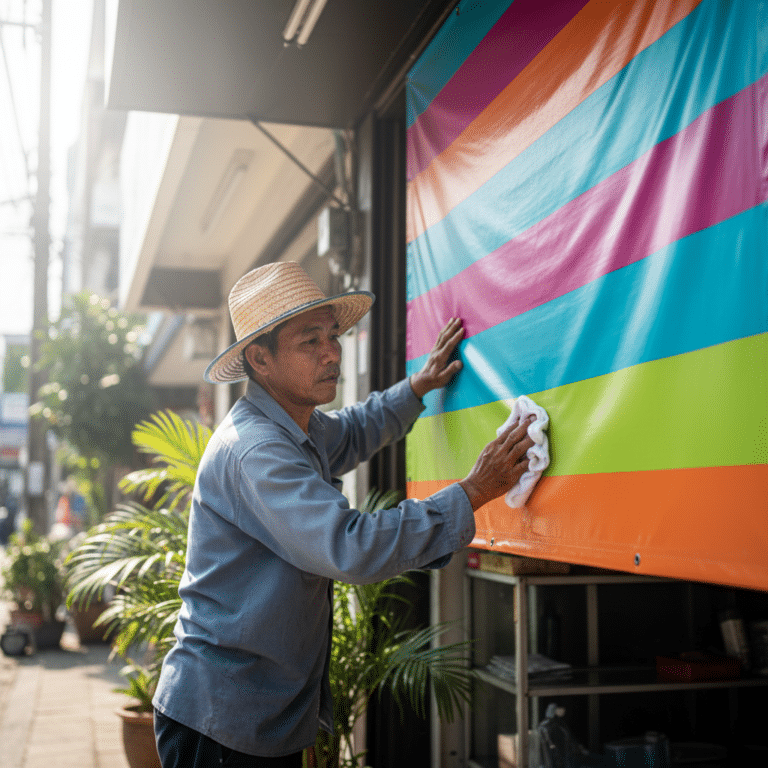 ทริคดูแลป้ายไวนิลและสติ๊กเกอร์หน้าร้านให้สีสดทนแดดทนฝน