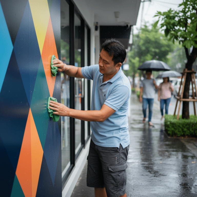 วิธีดูแลป้ายโฆษณาและสติ๊กเกอร์หน้าฝน ยืดอายุใช้งาน