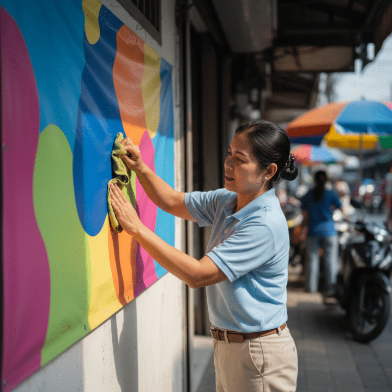 วิธีดูแลป้ายโฆษณาและไวนิลกลางแจ้งให้สีสดทนแดดทนฝน