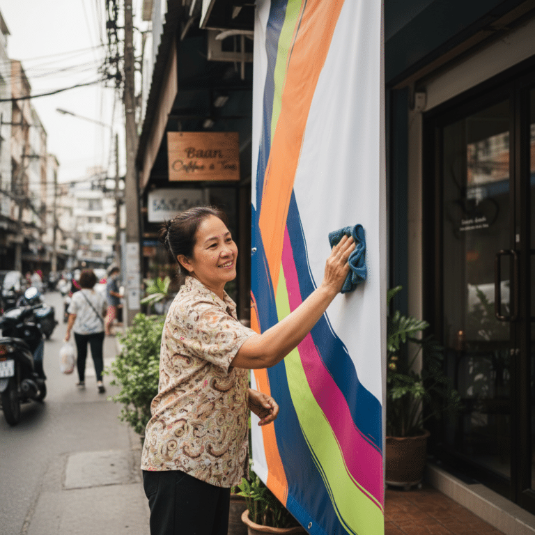 วิธีดูแลป้ายไวนิลหน้าร้านให้สีสดทนทาน ยืดอายุการใช้งาน