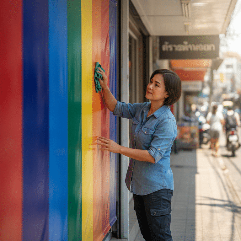 ทริคดูแลป้ายโฆษณาและสติ๊กเกอร์ให้สีสดทนแดด