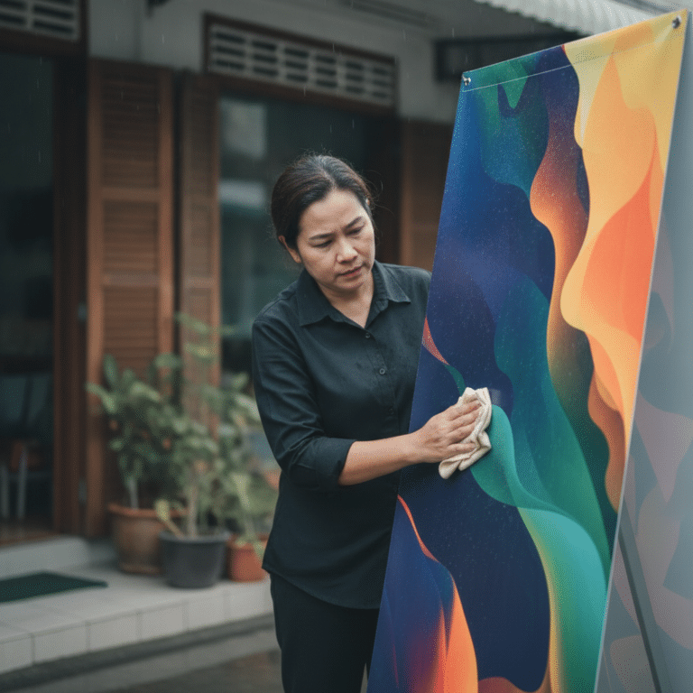 วิธีดูแลป้ายไวนิลและสแตนดี้หน้าฝน ยืดอายุการใช้งานสีไม่ซีด