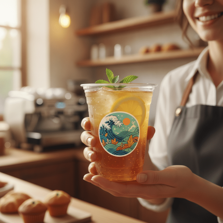 สติ๊กเกอร์ติดแก้วกาแฟ เลือกแบบไหนกันน้ำ 100% ไม่หลุดลอก