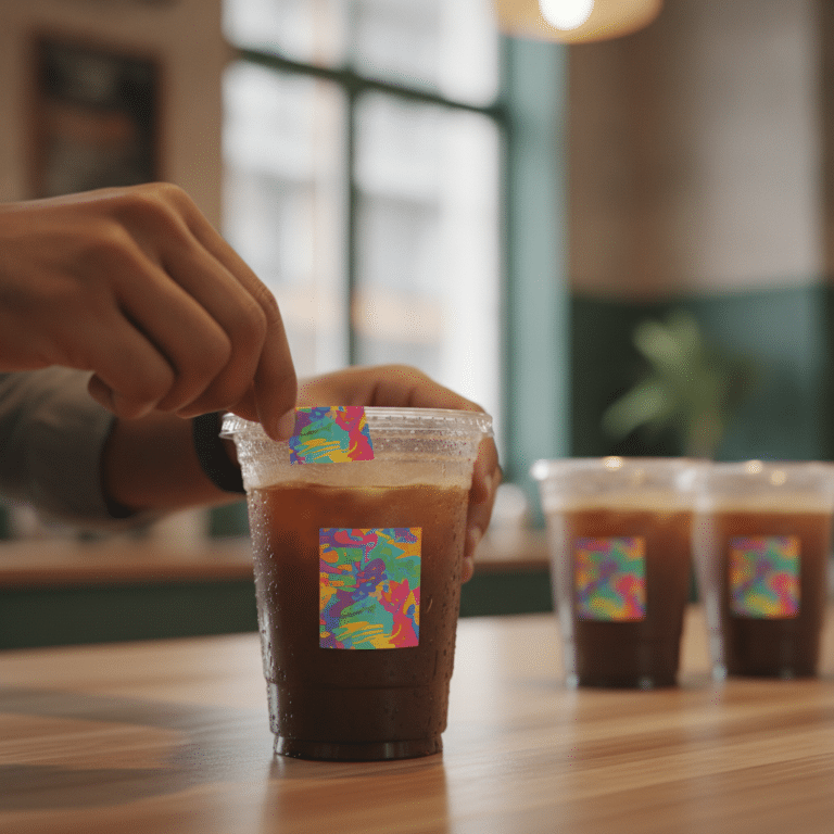 สติ๊กเกอร์ติดแก้วกาแฟ เลือกแบบไหนให้ทนน้ำ สีไม่ลอก?
