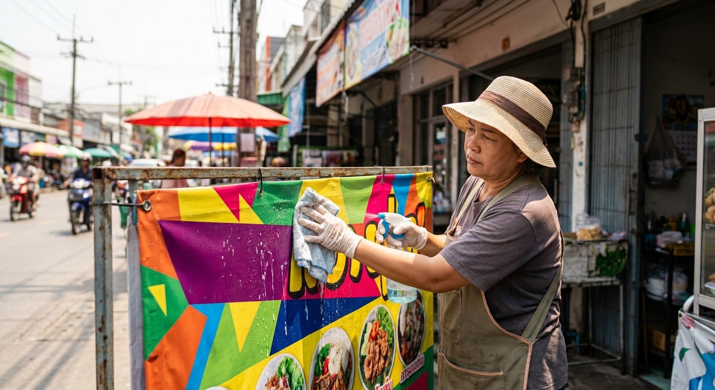 วิธีดูแลป้ายไวนิลและสติ๊กเกอร์หน้าร้านให้สีสด ทนแดดทนฝน - maintain-outdoor-vinyl-signs