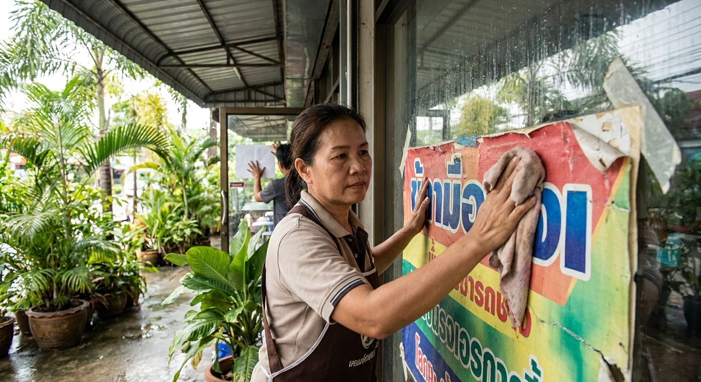 วิธีดูแลป้ายไวนิลและสติ๊กเกอร์ติดกระจกให้สีสวยทนทาน - outdoor-vinyl-sticker-maintenance
