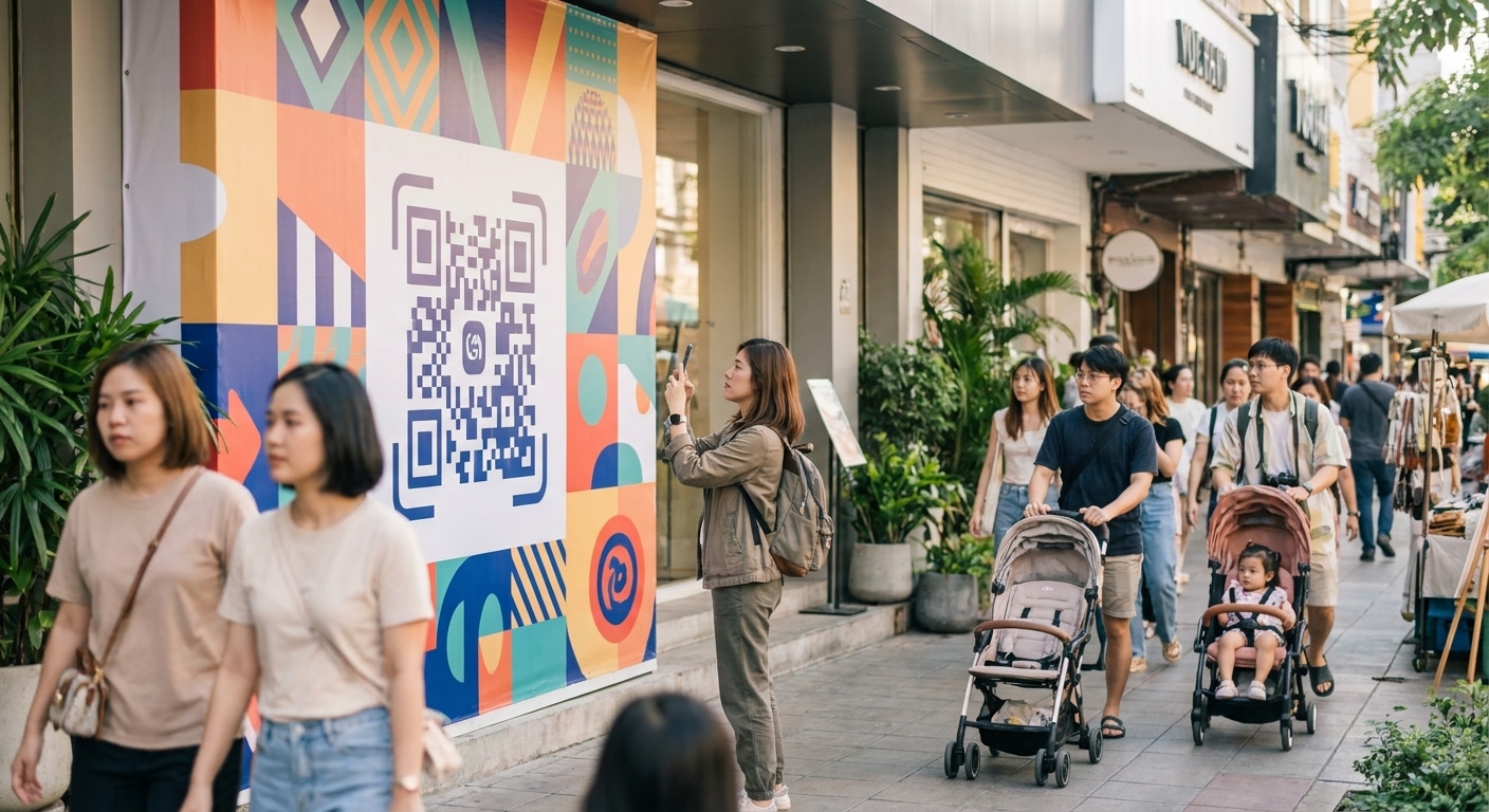 กลยุทธ์ทำป้ายไวนิลหน้าร้าน ดึงลูกค้าสแกน QR เพิ่มยอดขาย - vinyl-banner-o2o-marketing