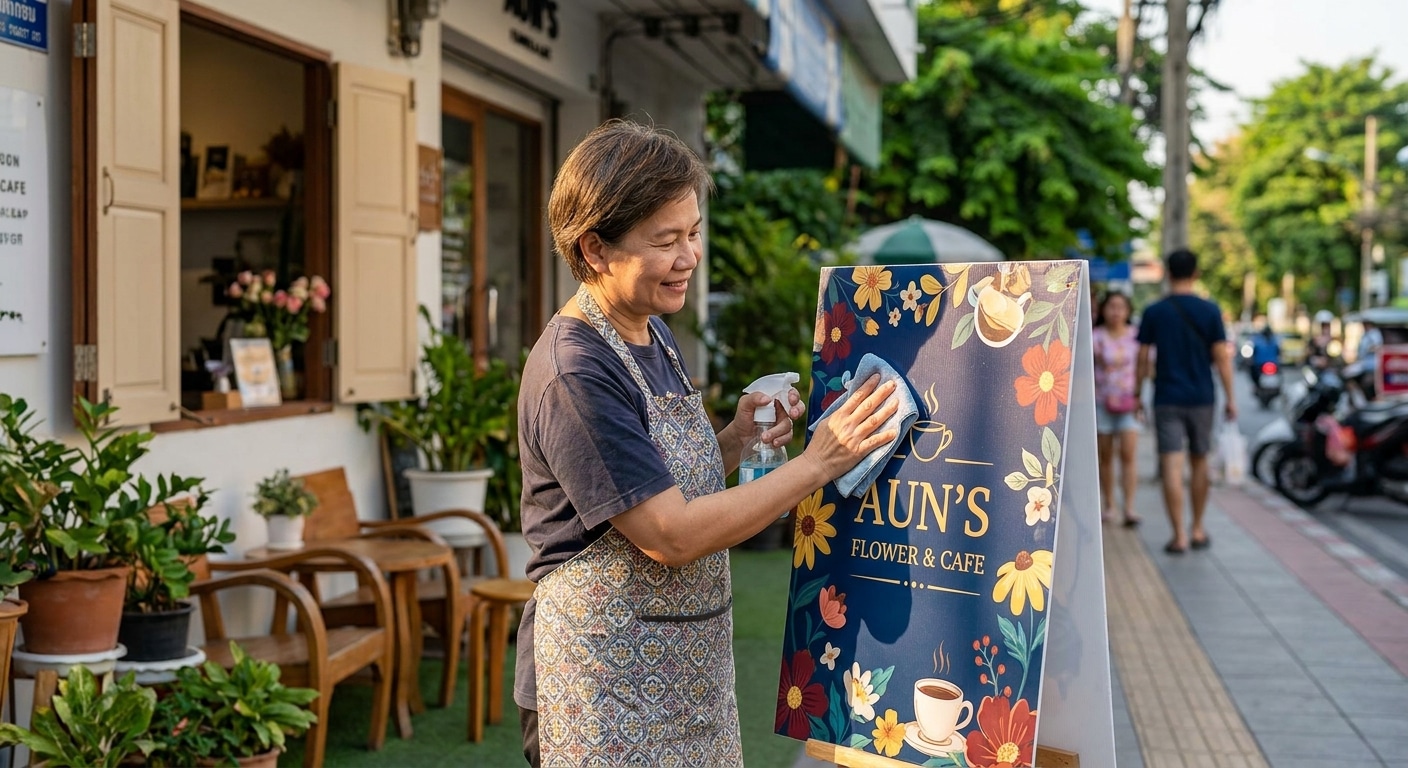 วิธีดูแลป้ายไวนิลและป้ายหน้าร้านให้สีสวยทนทาน ไม่ซีดไว - vinyl-sign-maintenance-tips