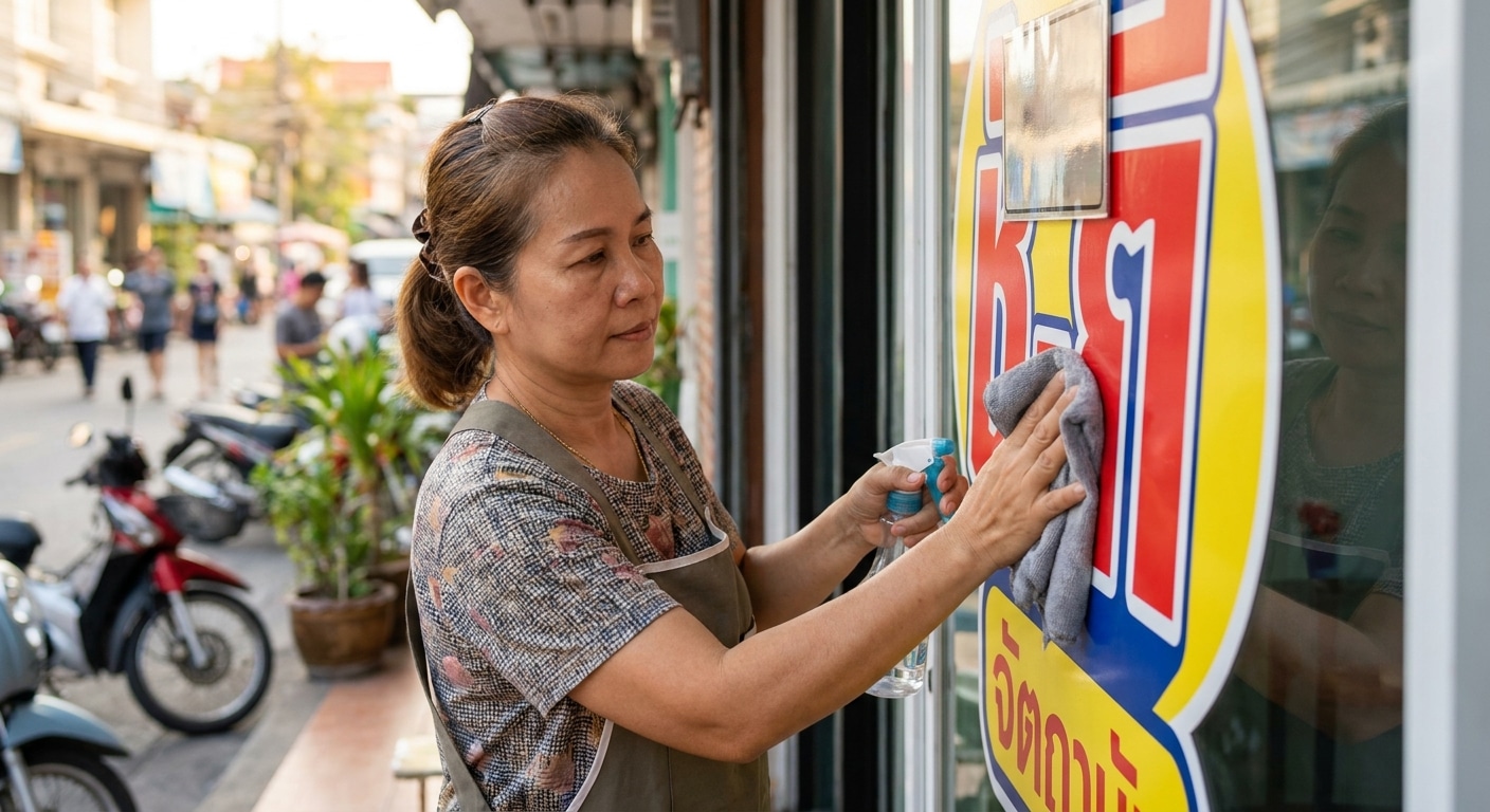 ทริกดูแลป้ายไวนิลและสติ๊กเกอร์หน้าร้านให้สีสด ไม่ซีดไว - vinyl-sticker-sign-maintenance