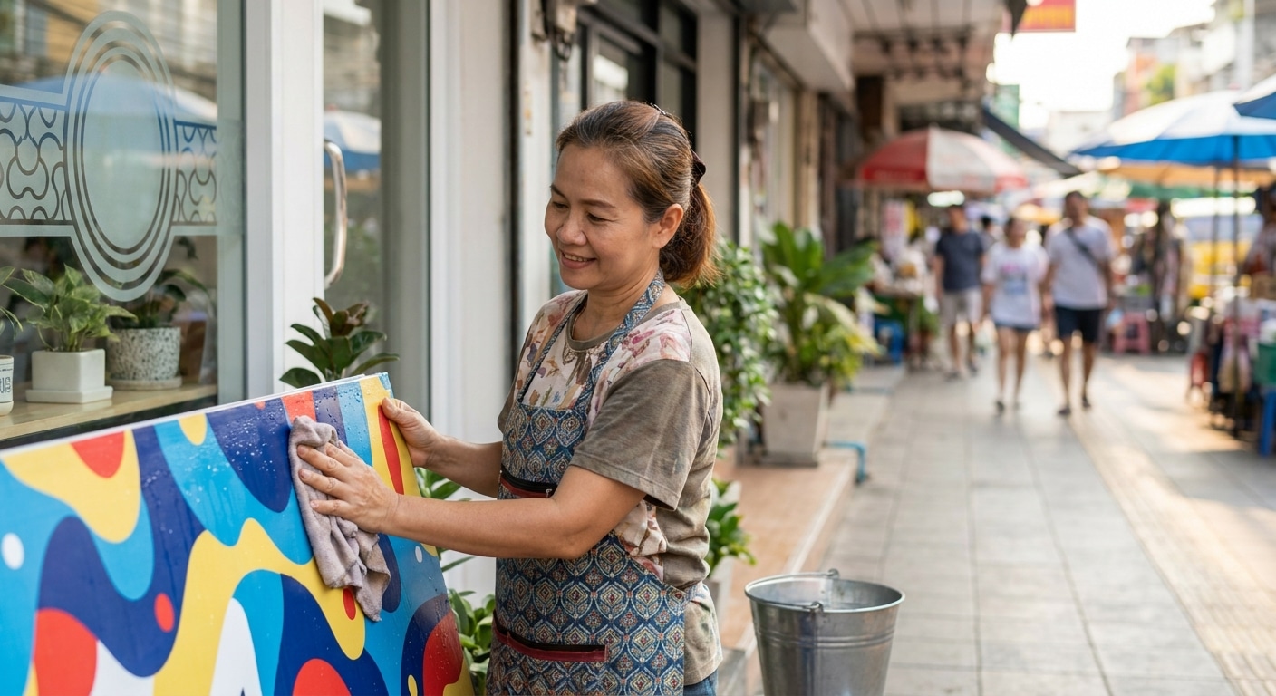 วิธีดูแลป้ายไวนิลและสติ๊กเกอร์ให้สีสด ทนแดดทนฝน - vinyl-sticker-sign-maintenance