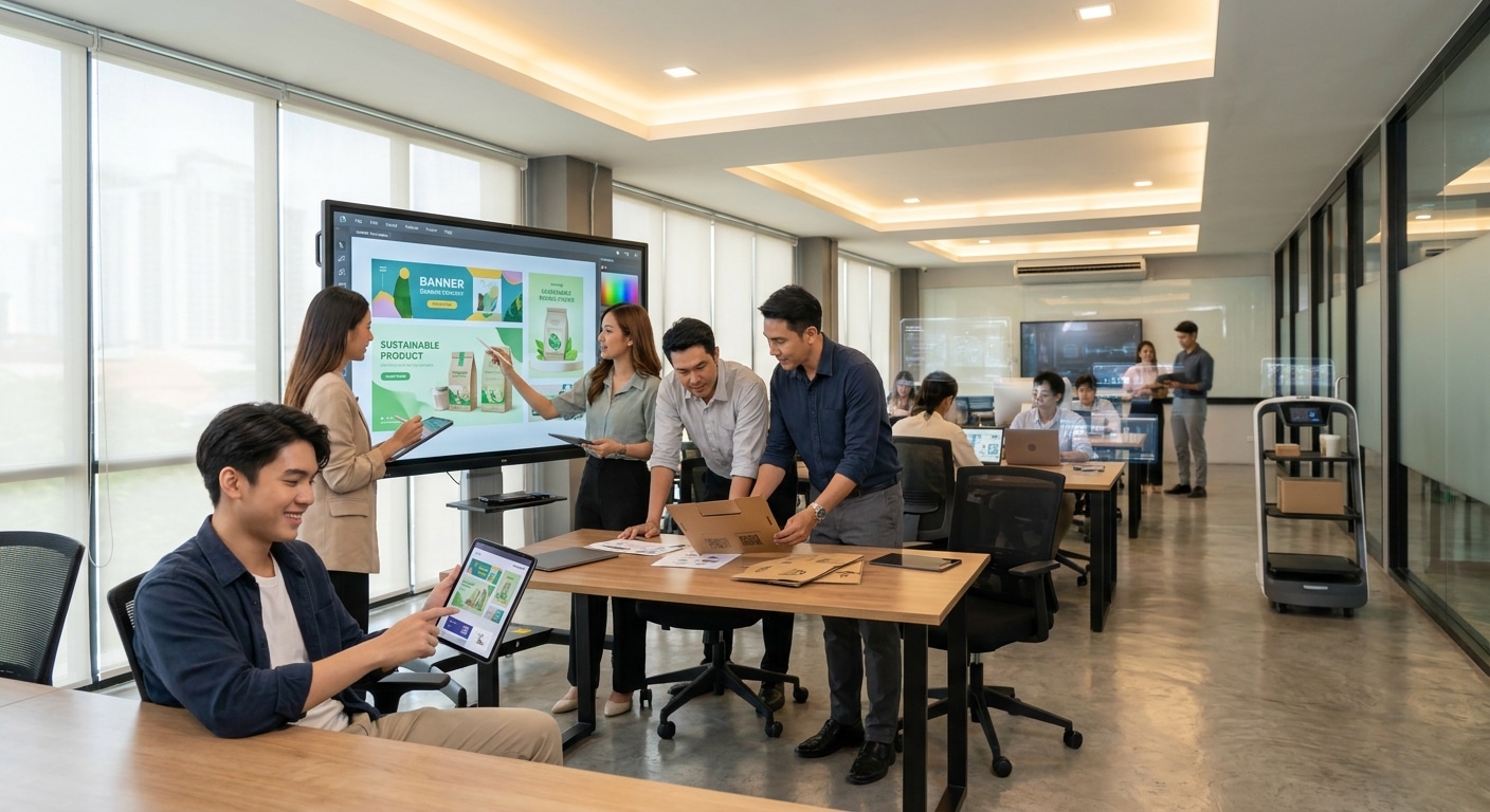 อัปเดตเทรนด์ AI ออกแบบสื่อสิ่งพิมพ์ 2027 นวัตกรรมเพื่อ SME - ai-printing-design-trends-2027